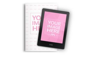 Hardcover Book and Kindle Screen Mockup Template