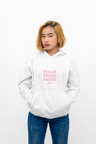 Hoodie Mockup With Close up Young Woman as the Model