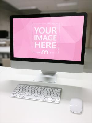 iMac Computer On Office Desk Mockup