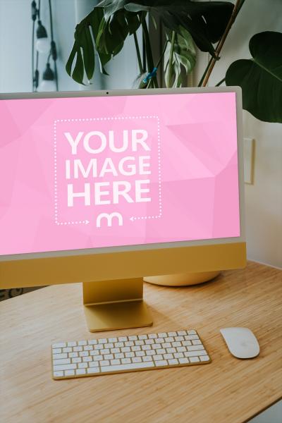 iMac on Home Office Desk Mockup Generator