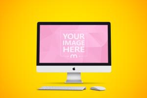 iMac on Yellow Background Mockup Generator