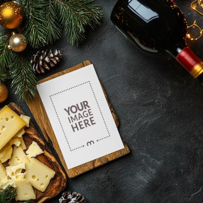 Invitation Card Mockup in Christmas Themed Design