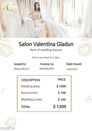 Invoice Design for Wedding Salon