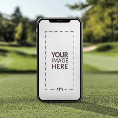 iPhone Screen Mockup on Golf Field Background for Apps and Ads