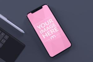 iPhone XS on Dark Background Mockup Generator