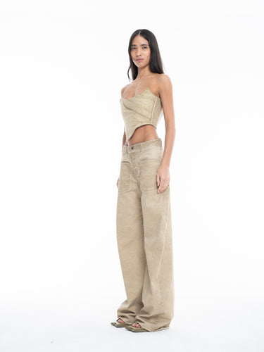 KHAKI BOYFRIEND STYLE JEANS WITH PATCH POCKETS marques almeida