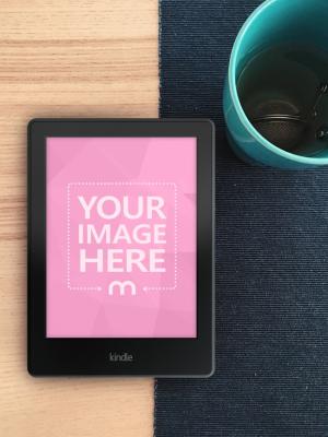 Kindle E-Book Reader on Desk Mockup Generator