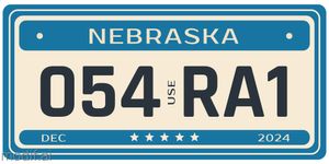 License Plate Template With Blue Elements