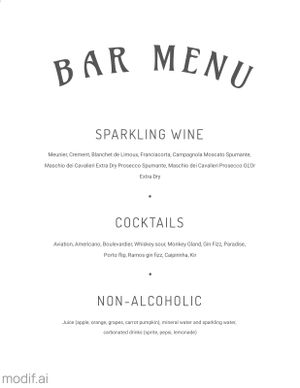 Light Beverage Menu Template