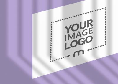 Logo Mockup on Angled White Paper on a Purple Wall