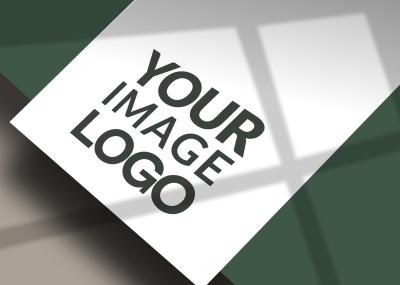 Logo Mockup on White Paper in Shadow Green Texture