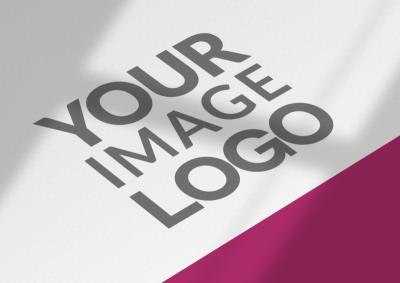 Logo Mockup on White Paper with Pink Background