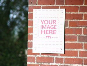 Message Sign on Brick Wall Mockup