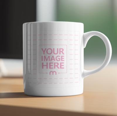 Modern Coffee Cup Mockup on Table Top with Natural Light