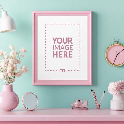 Modern Pink Frame Mockup for Gen Z with Green Aesthetic