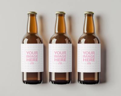 Multiple Beer Bottle Label Mockup Top View