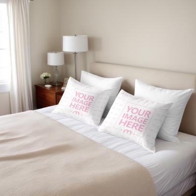 Multiple Pillow Cover Mockup Generator Featuring Large Bed