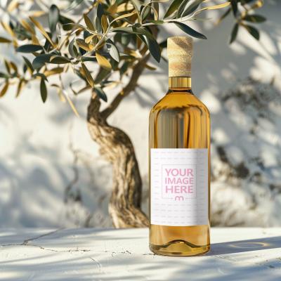 Olive Oil Bottle Label Mockup Generator with Olive Tree Background