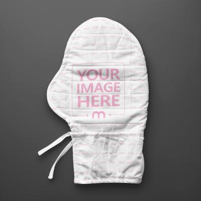 Oven Mitt Mockup in Isolated Background Top View