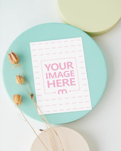 Greeting Card with White Background and Boxes Mockup