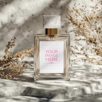 Perfume Bottle Label Mockup with Textured Surface for Customization