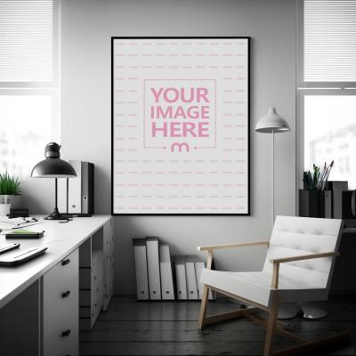 Poster on Modern Office Wall Mockup Generator