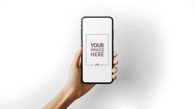 Professional Smartphone in Hand Mockup with White Background