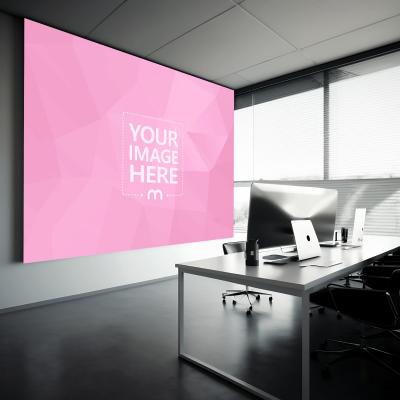 Projector Showing on Wall in Modern Office Mockup