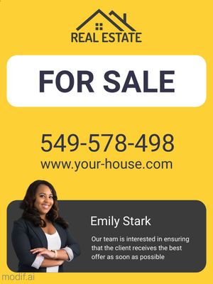 Real Estate Sign Template With Yellow Background