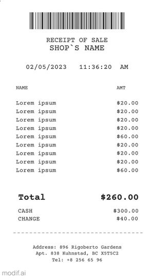 Receipt Template With Barcode At The Top