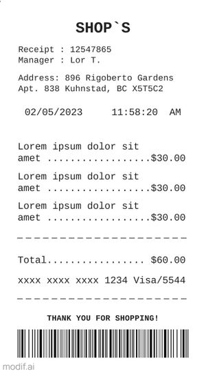 Receipt Template With Barcode