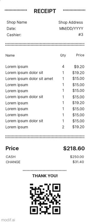 Receipt Template With QR Code