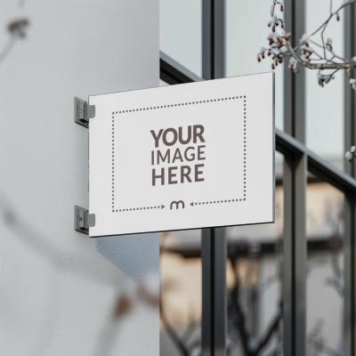 Rectangular Metal Sign Mockup for Buildings and Offices