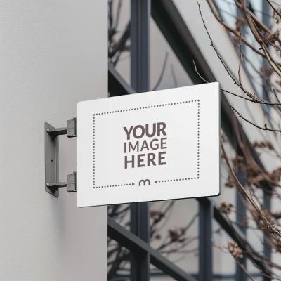 Rectangular Metal Sign Mockup for Commercial Buildings