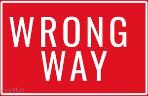 Red Warning Sign Template With "Wrong Way" Inscription