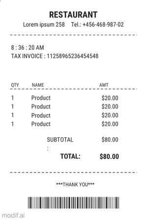 Short Receipt Design Template