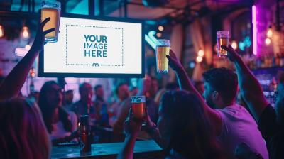 Sports Bar Television Mockup Generator with Audience