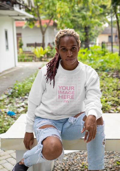 Sweatshirt Mockup of a Woman Looking at the Camera