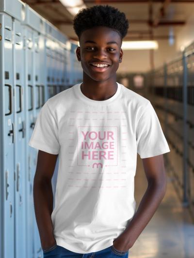 T-Shirt Mockup Generator with Young Black Teen