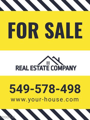 Template for Real Estate Sign With Yellow And Black Details