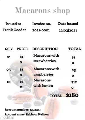 Template Macarons Shop Invoice