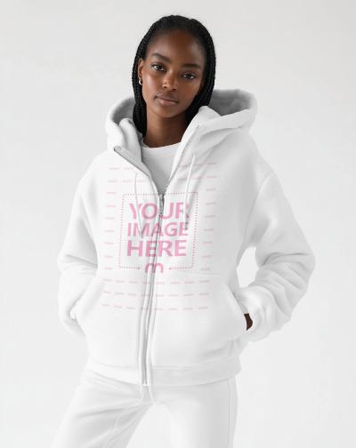 Unisex Parka Mockup with Black Female Model