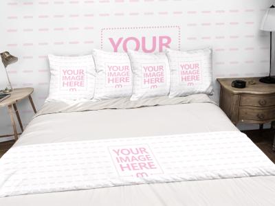 Throw Blanket Pillows Mockup and Wallpaper Mockup Generator