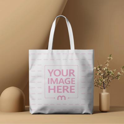 Canvas Tote Bag Mockup Generator in Modern Beige Background