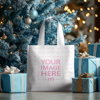 Tote Canvas Bag Mockup with Holiday Themed Background