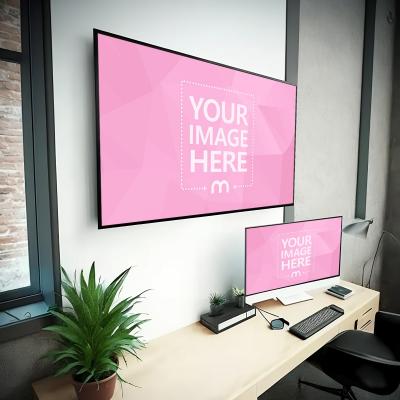 TV and iMac in Modern Room Mockup Generator