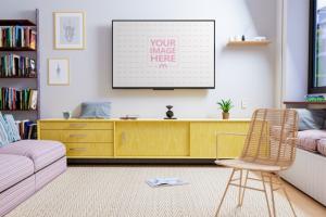 TV Mockup at a Living Room Scene