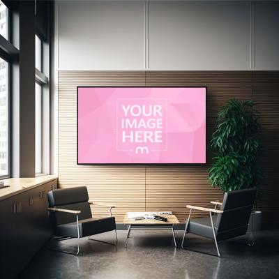 TV on Sunny Office Wall Mockup Generator