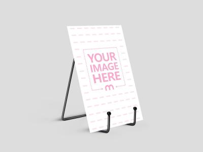 Vertical Card on Metal Stand Mockup