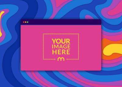 Website Screen Mockup in Colorful Background